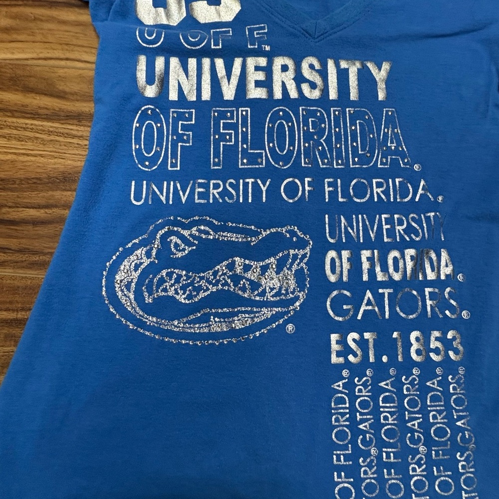 Campus couture, U of F blue sparkle t-shirt, size Medium - Picture 3 of 5